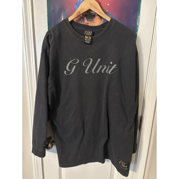 Long sleeve G-unit 50 cent gansta rap hip hop black t-shirt faded 2xl y2 - Picture 1 of 8